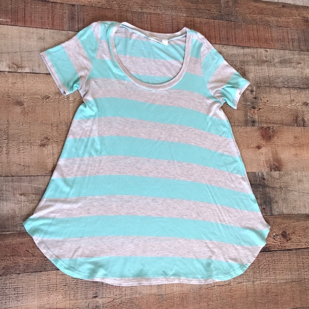 Stripe Teal and Light Grey Top
